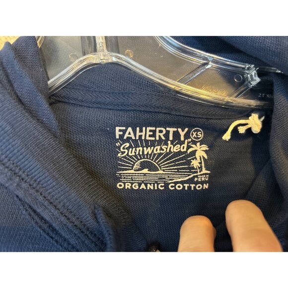Faherty Organic Cotton Lightweight Long Sleeve Hooded Shirt Sunwashed XS - Picture 5 of 10